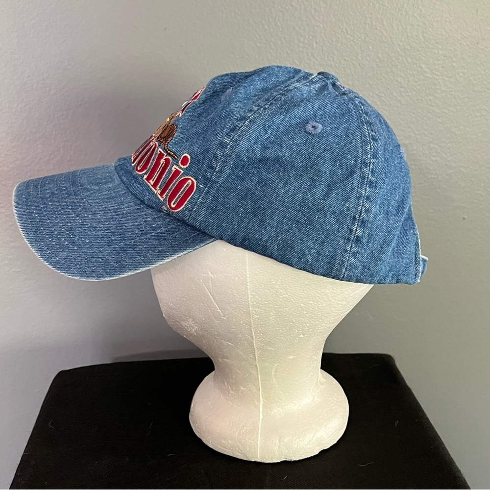 Vintage San Antonio Texas Denim Jean Adjustable Hat Alamo State Hat Cap - Picture 2 of 9